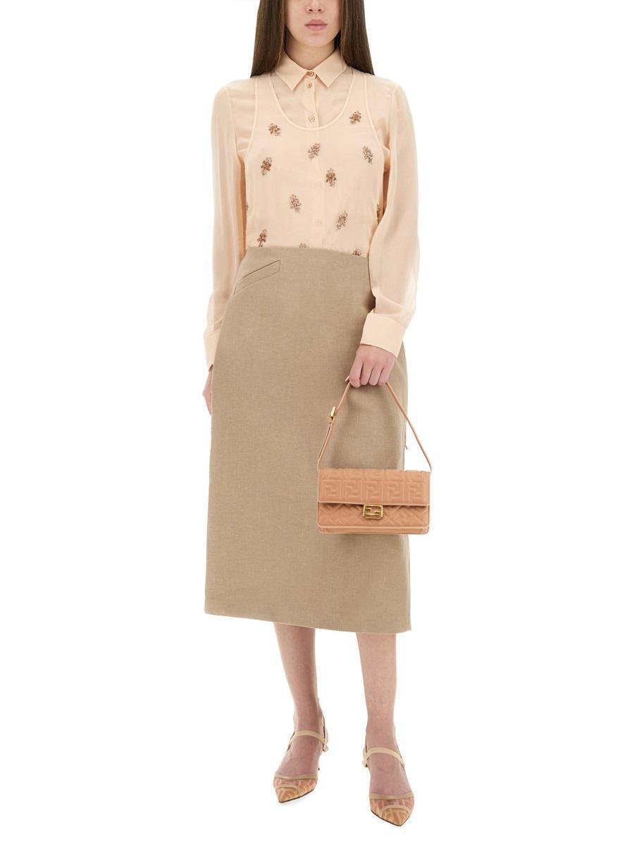 スカート FENDI WAXED LINEN SKIRT Fendi Waxed Linen Skirt in Natural | Lyst
