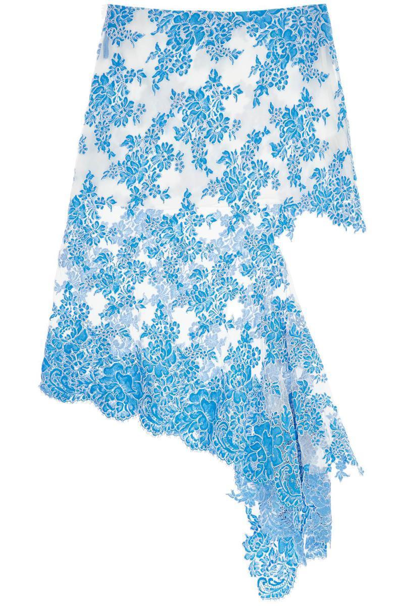 スカート CHRISTOPHER ESBER asymmetrical blue floral cotton lace skirt Christopher Esber Asymmetrical Floral Cotton Lace Skirt in