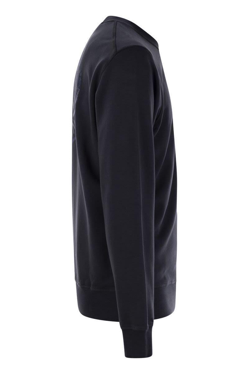 スウェット・トレーナー STONE  Crewneck sweatshirt with Institutional Five pri Stone Island Crewneck Sweatshirt With Institutional Five
