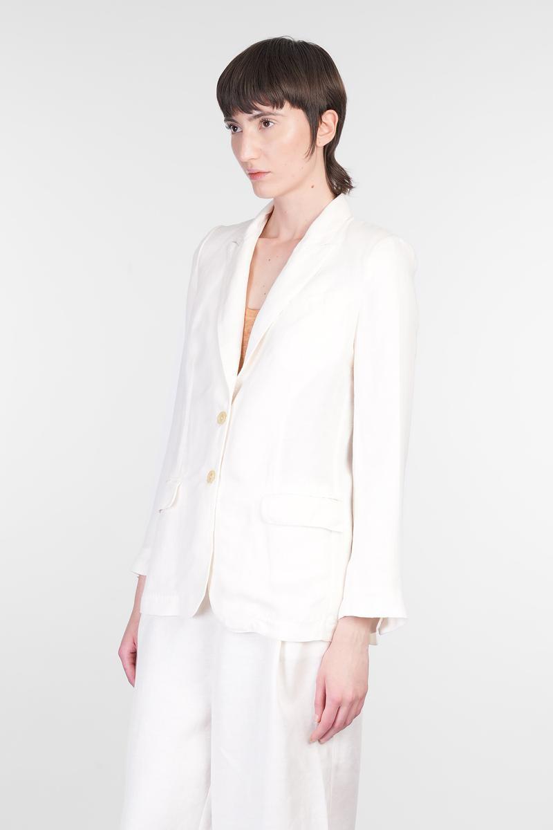 アウターその他 120% LINO Woman Blazer White 32ALBLIW89RS000G331S00 S0050R Tailored Linen Blazer – 120percento Lino USA