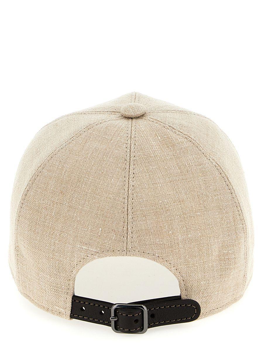 ハット BRUNELLO CUCINELLI Linen Baseball Hat with Shiny Band Brunello Cucinelli Linen Baseball Hat With Shiny Band in