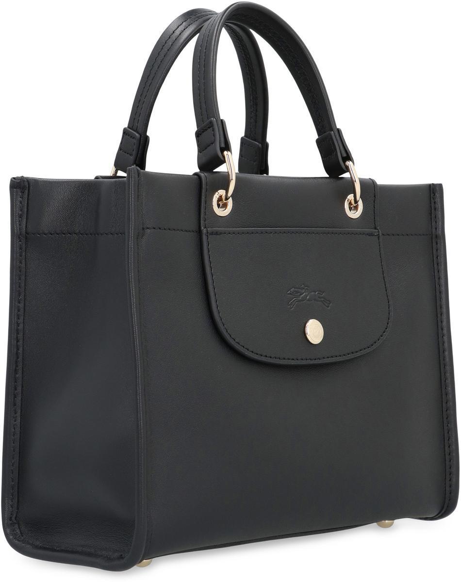 Longchamp S Cabas Leather Bag in Black | Lyst