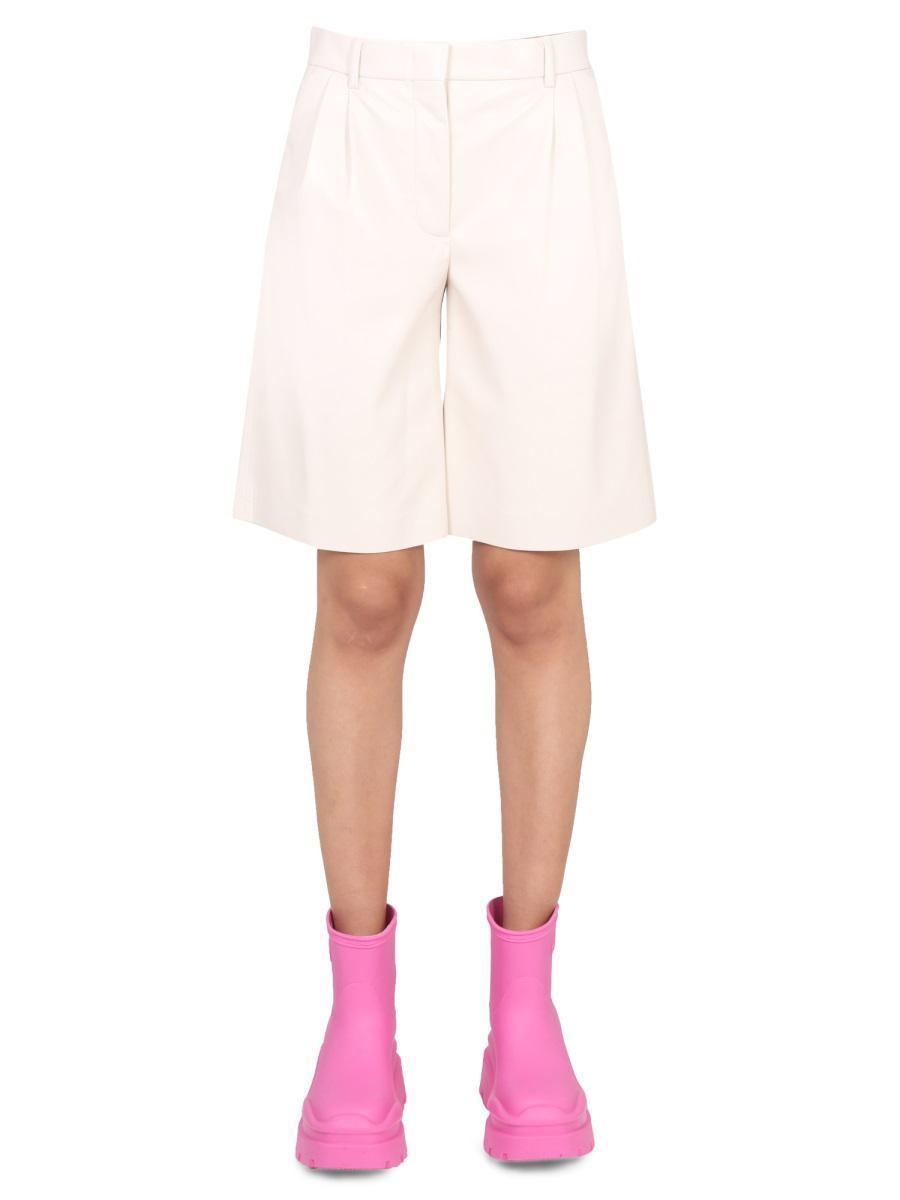 ショートパンツ MSGM FAUX LEATHER BERMUDA SHORTS MSGM Faux Leather Bermuda Shorts in Pink | Lyst