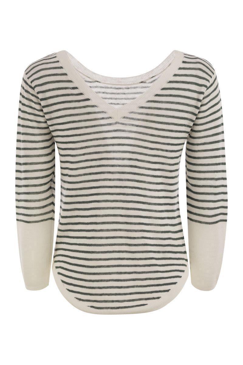 Tシャツ・カットソー MAJESTIC FILATURES Striped linen boat neck T-shirt Majestic Filatures Striped Linen Blend Boat-Neck T-Shirt