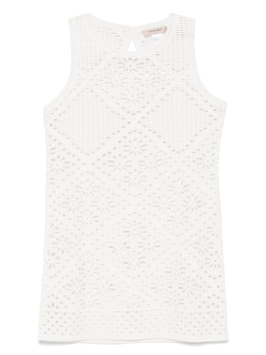 ワンピース TWINSET WHITE COTTON MINI DRESS Twinset Cotton Embroidered Mini Dress in White | Lyst