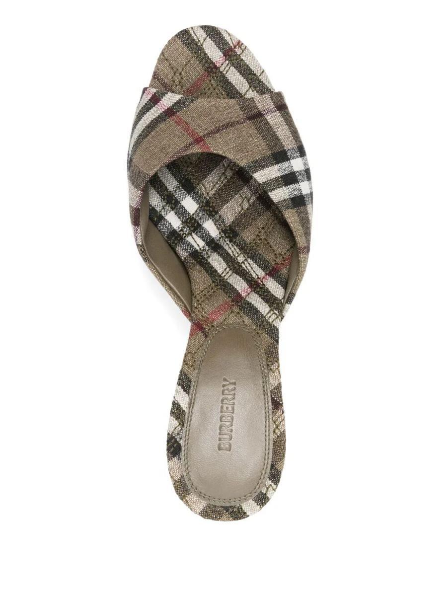 【関税＆送料込み】Burberry Mews 65 Mules Shoes Burberry Mews 65MM Check Linen-Blend Mules | Saks Fifth Avenue