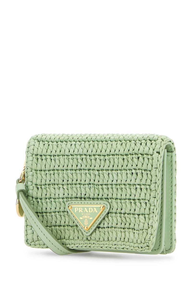 財布・小物その他 PRADA Pastel Green Raffia Card Holder Prada Pastel Raffia Card Holder in Green | Lyst