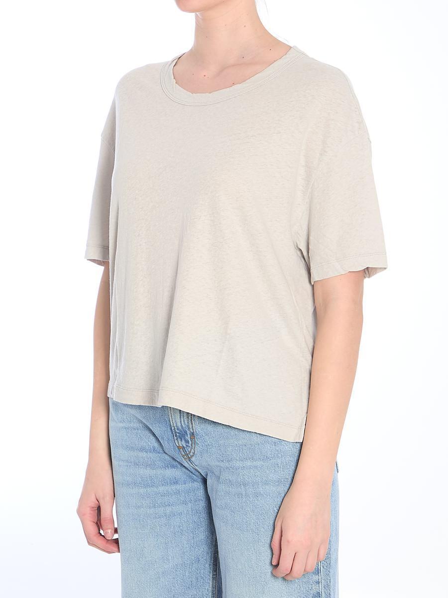 Tシャツ・カットソー JAMES PERSE Women Tops WRFJ3003 SUL BEIGE Cotton Jersey Crew Tee - White | James Perse Los Angeles