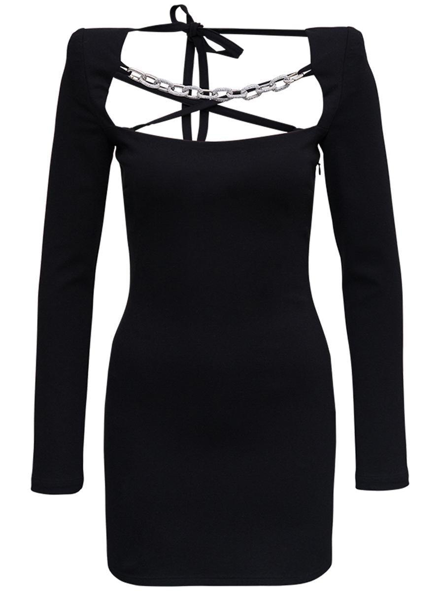 ワンピース GIUSEPPE DI MORABITO Black Jersey Dress with Chain Detail GIUSEPPE DI MORABITO Jersey Dress With Chain Detail in Black