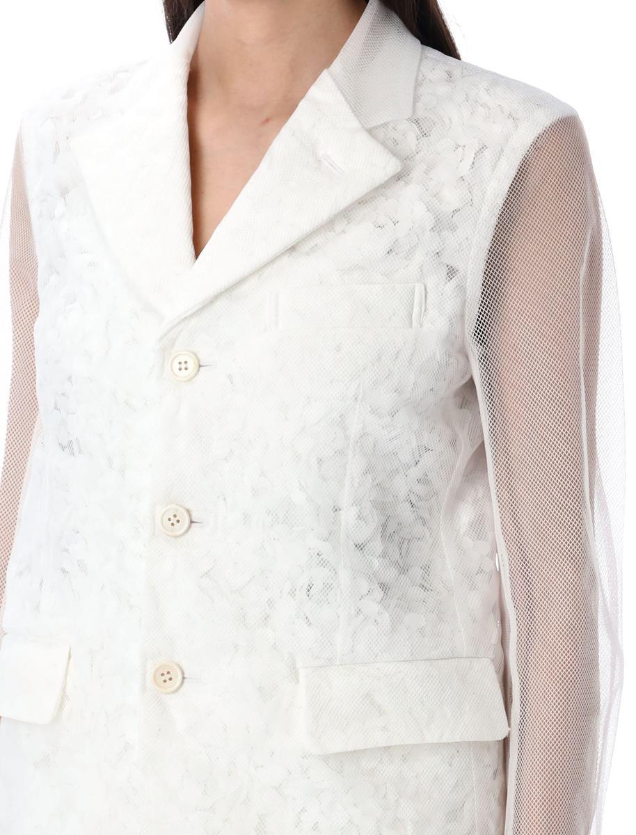 Comme des Garçons Semi-Sheer Panelled Blazer in White | Lyst