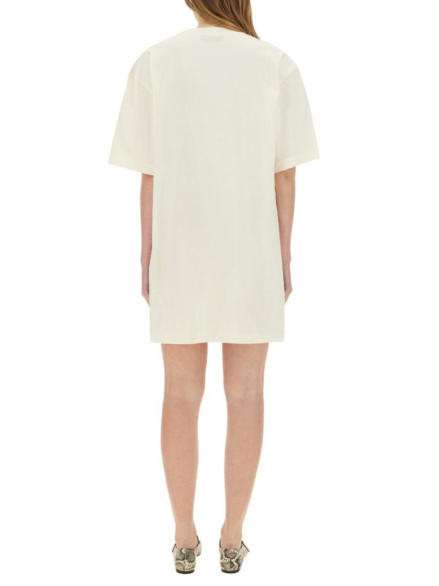 MSGM Short Dress With Logo in White | Lyst UK