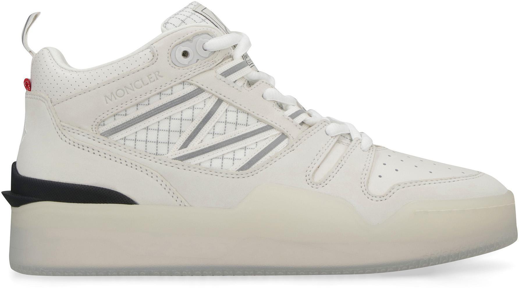 スニーカー MONCLER White Fabric And Nubuk Pivot Sneakers Moncler Sneakers in White | Lyst