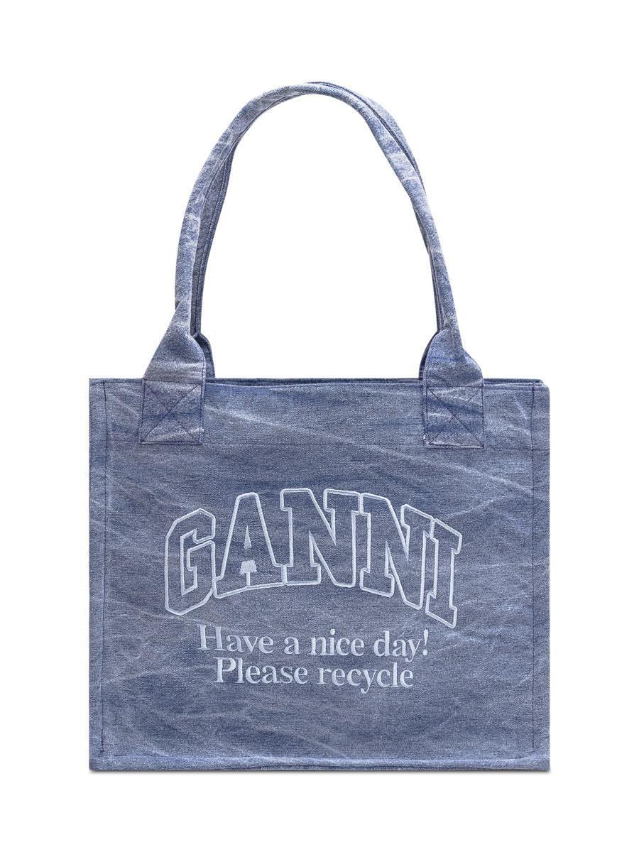Ganni■25SS Large Easy Shopper Denim Blue bag【 残りわずか】 Ganni Large Easy Denim Tote Bag | Coggles