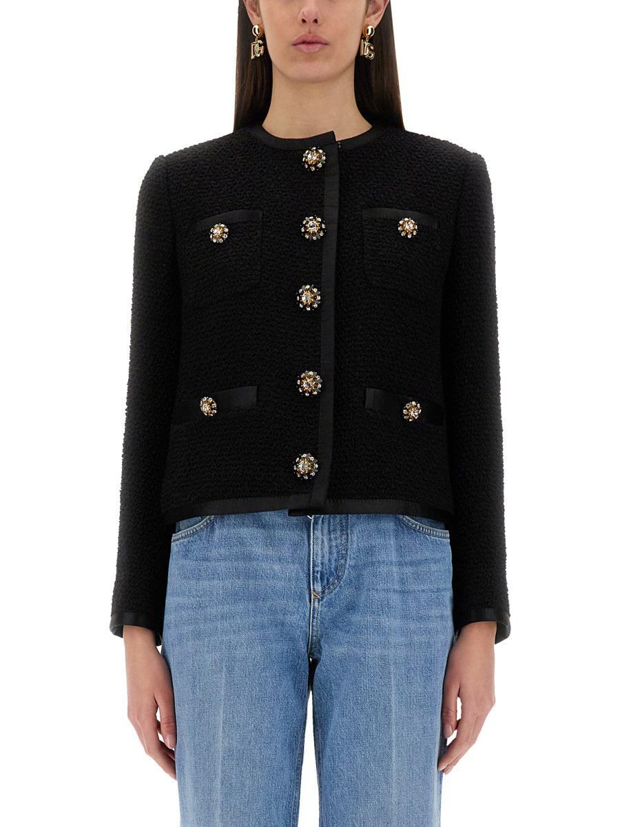 ジャケット Dolce & Gabbana Single-Breasted Tweed Boucle Short Jacket Dolce & Gabbana Single-Breasted Tweed Bouclé Short Jacket in