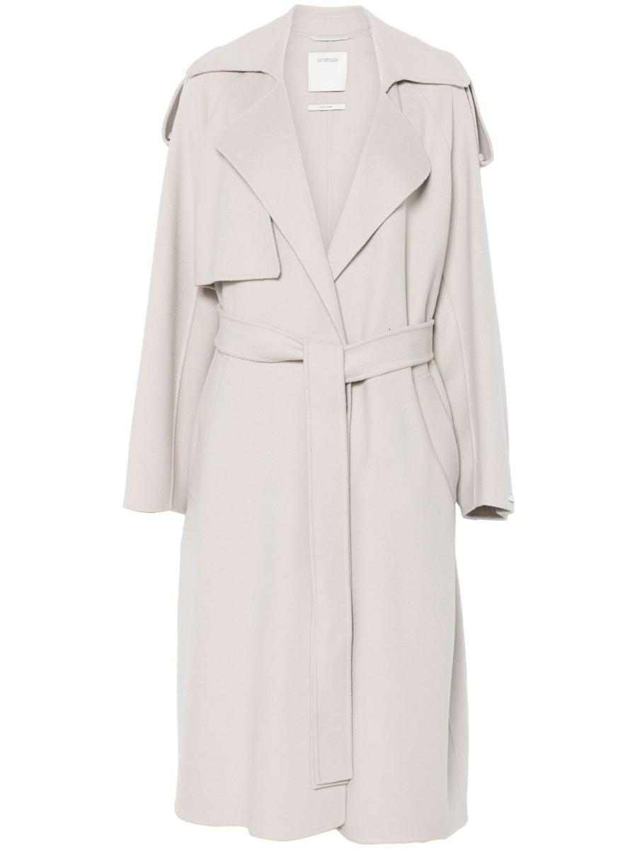 コート SPORTMAX WOOL BELTED COAT Sportmax Wool Belted Coat in Natural | Lyst