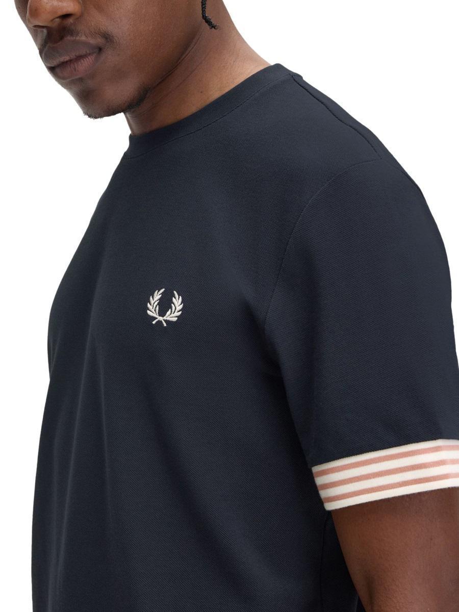 Tシャツ・カットソー FRED PERRY T-SHIRT WITH STRIPED MANIHE BORDER Fred Perry T-shirt With Striped Manihe Border Fred Perry