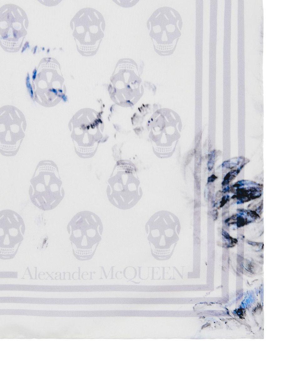 スカーフ Alexander Mcqueen Chiaroscuro Biker Scarf - Twill - Grey Alexander Mcqueen Chiaroscuro Biker Scarf - Twill - Grey
