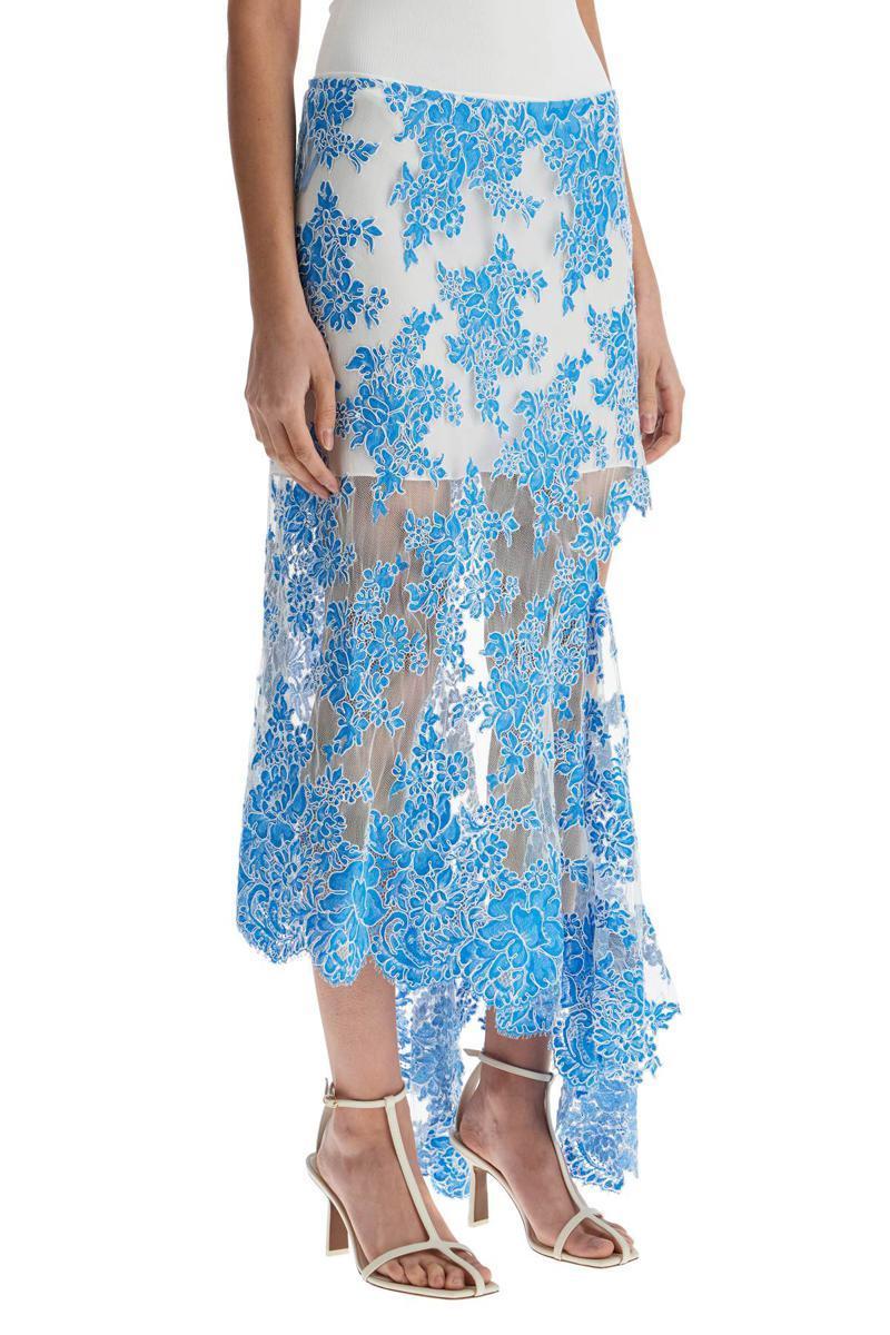 スカート CHRISTOPHER ESBER asymmetrical blue floral cotton lace skirt Christopher Esber Asymmetrical Floral Cotton Lace Skirt in