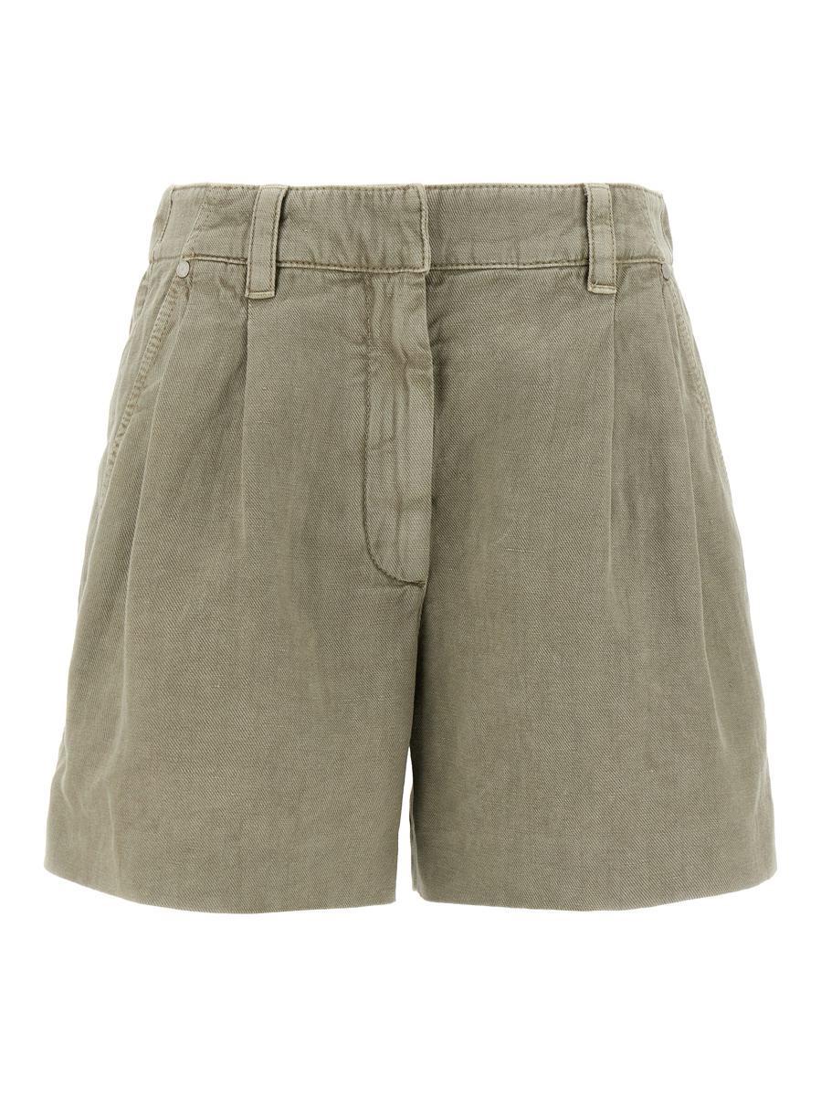 ショートパンツ BRUNELLO CUCINELLI Linen cotton shorts Green Linen shorts in green - Brunello Cucinelli | Mytheresa