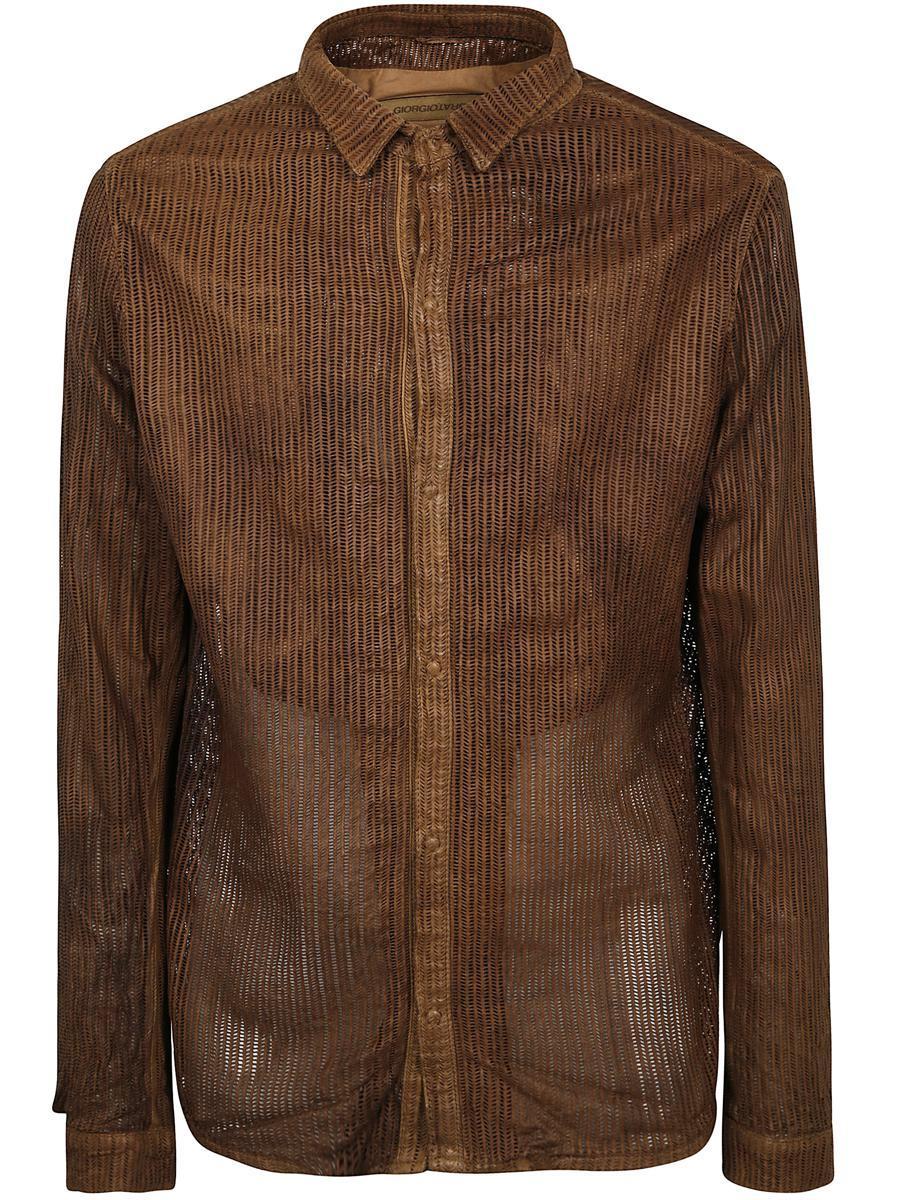 Tシャツ・カットソー Giorgio Brato PERFORATED FIT VEG LEATHER SHIRT Giorgio Brato Perforated Fit Veg Leather Shirt in Brown for