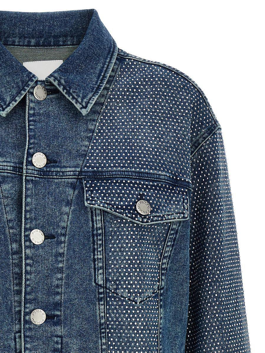 ジャケット PINKO SS25 'Dakar' denim jacket (104800A2GI PJC) Denim Jacket with Rhinestones and Studs PINKO → Shop Online