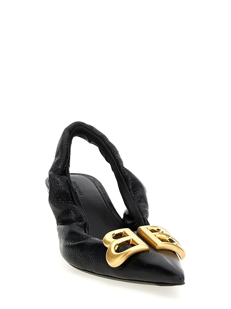 Balenciaga Monaco Slingback With Logo in Black | Lyst