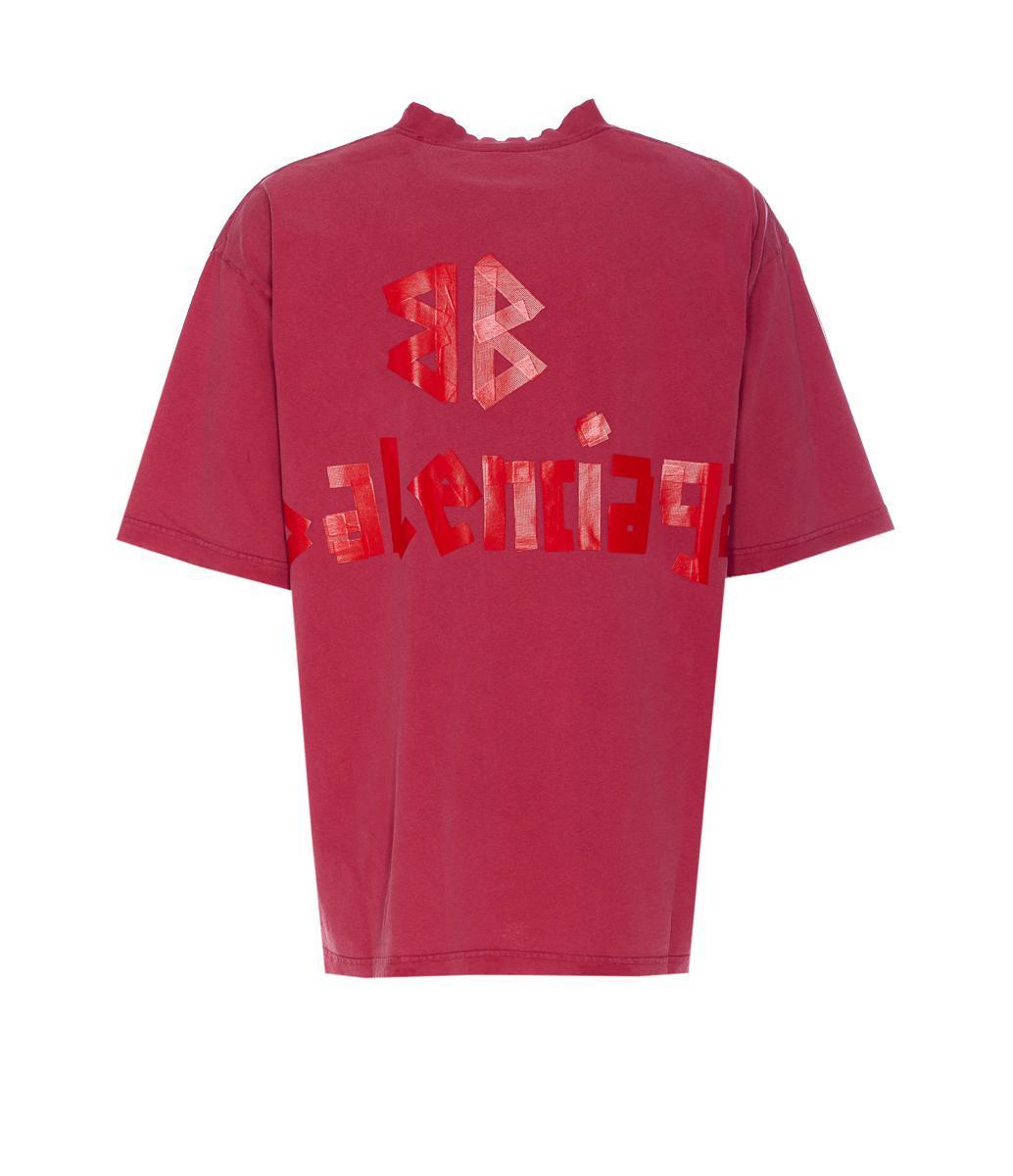 Balenciaga Tape Type Raspberry-Coloured T-Shirt for Men | Lyst