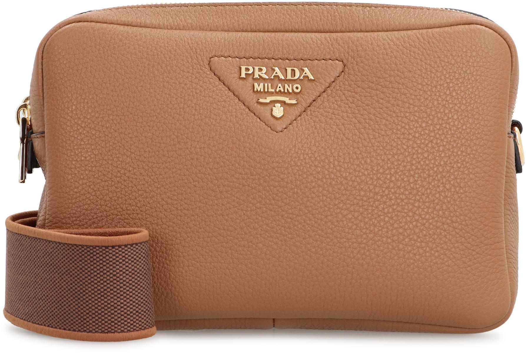 Prada Small Leather Crossbody Bag in Brown | Lyst