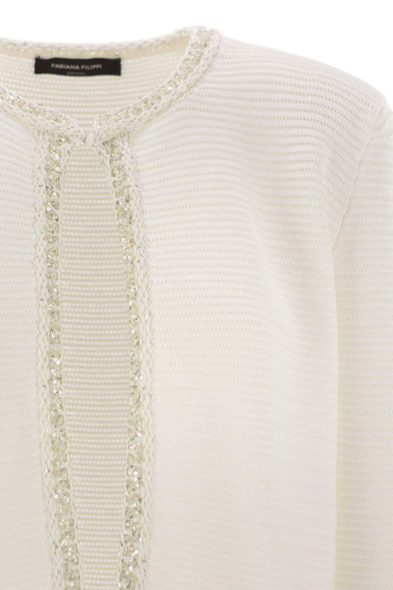 スーツ FABIANA FILIPPI Cotton collarless cardigan Fabiana Filippi Cotton Collarless Cardigan in Natural | Lyst