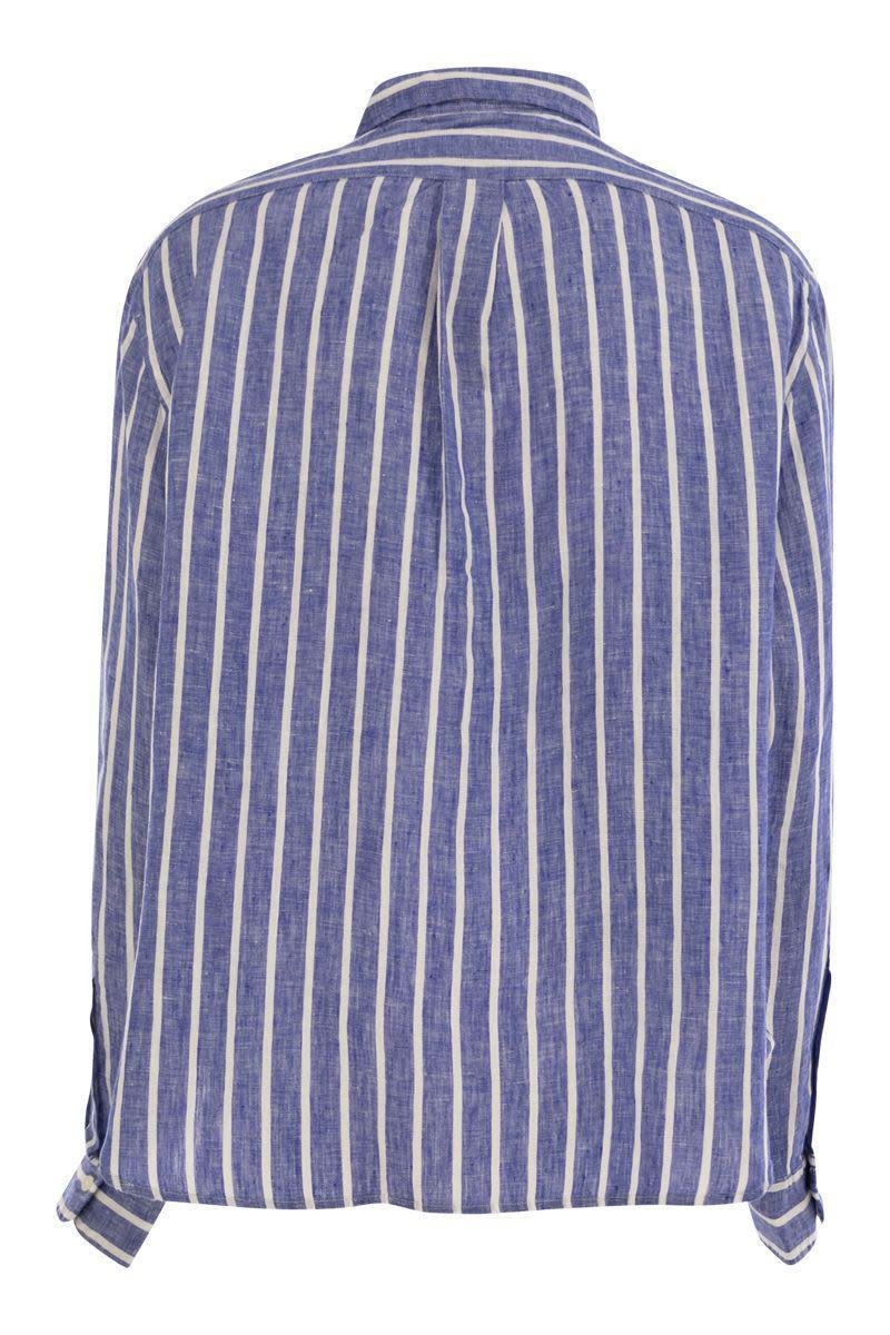 Tシャツ・カットソー Ralph Lauren Wide and short Vichy linen shirt Polo Ralph Lauren Wide And Short Vichy Linen Shirt in Blue