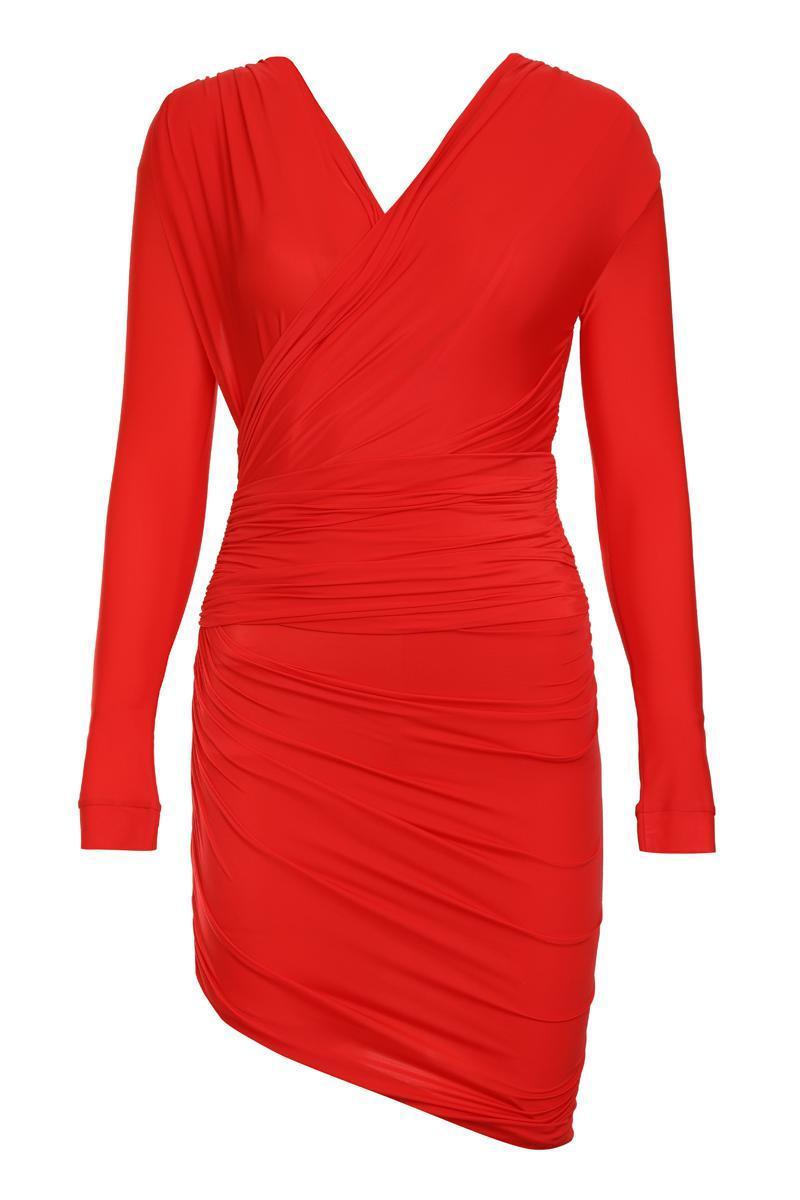 ワンピース BALENCIAGA Red Stretch Jersey Mini Dress Balenciaga Jersey Mini Dress in Red | Lyst