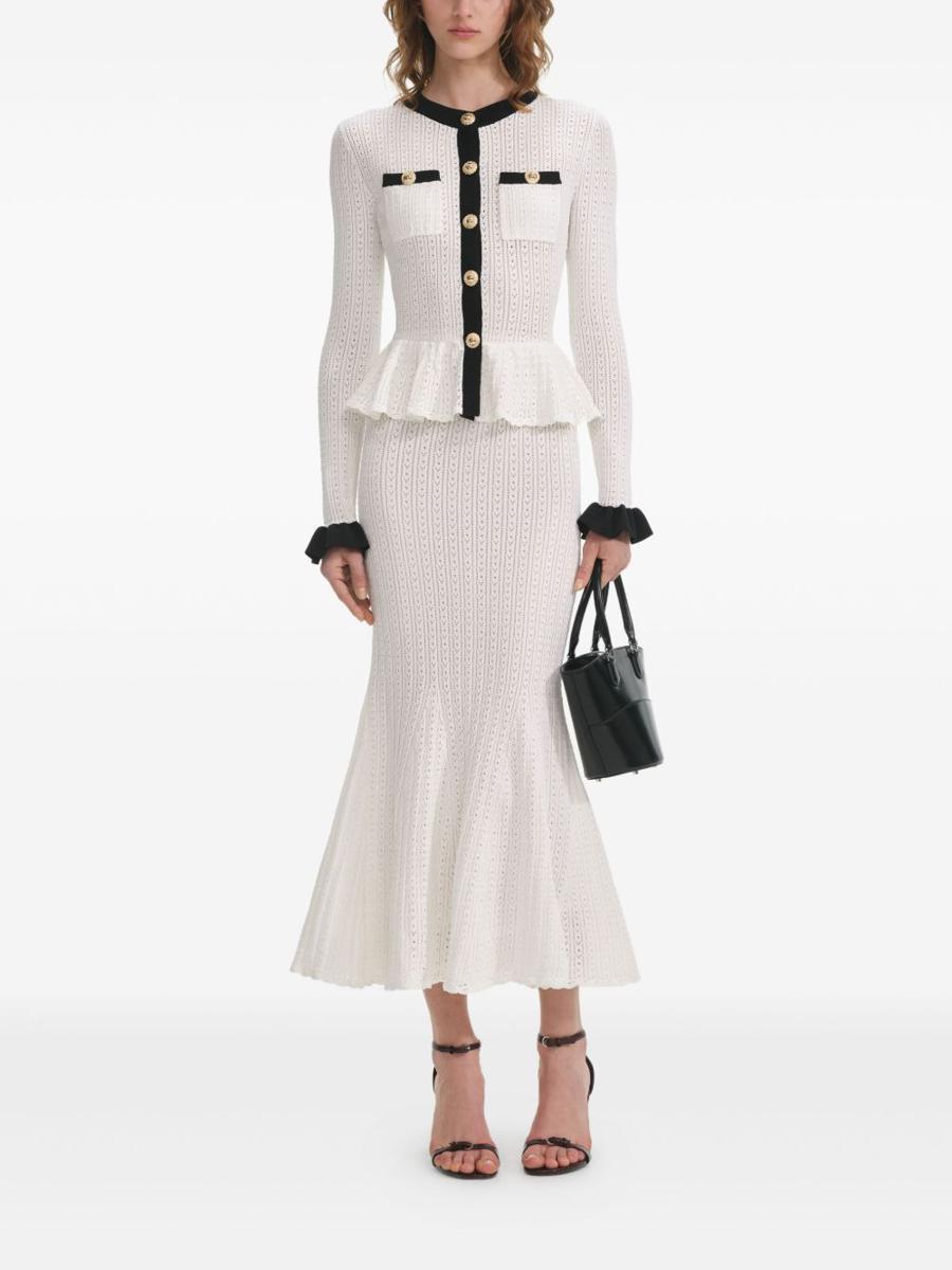 【関税&送料込】Self Portrait Perforated Knit Dress With Jew Perforated knit short dress with jewel buttons SELF PORTRAIT