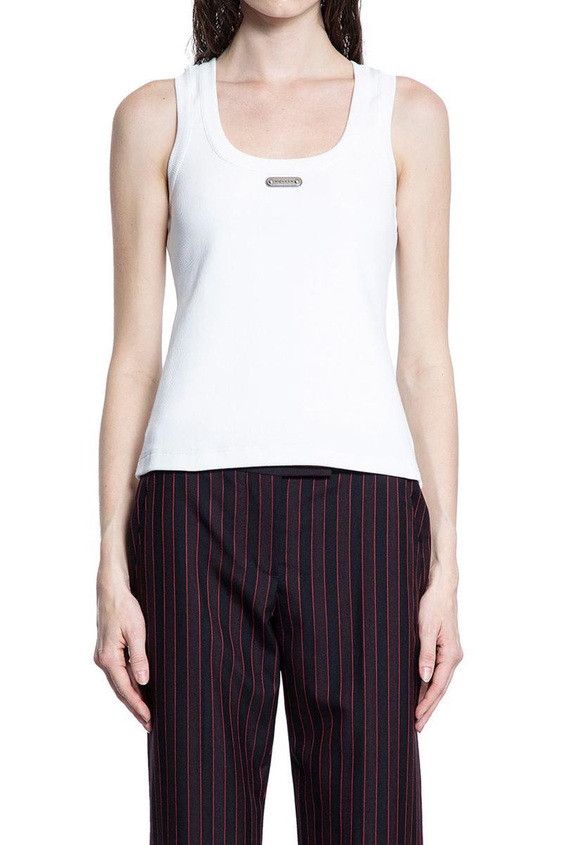 Tシャツ・カットソー ALEXANDER MCQUEEN White Stretch Cotton Tank Top Alexander Mcqueen White Stretch Cotton Tank Top In