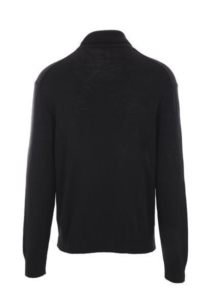 Jil Sander Black turtleneck sweater with logo patch | TheDoubleF