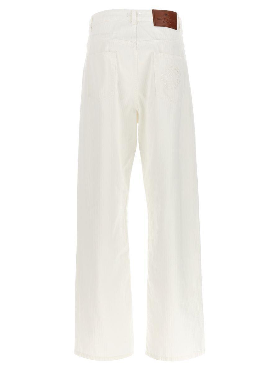 デニム・ジーパン ETRO Baggy chevron jeans White WRNB0005AC169 Etro Baggy Chevron Jeans in White | Lyst