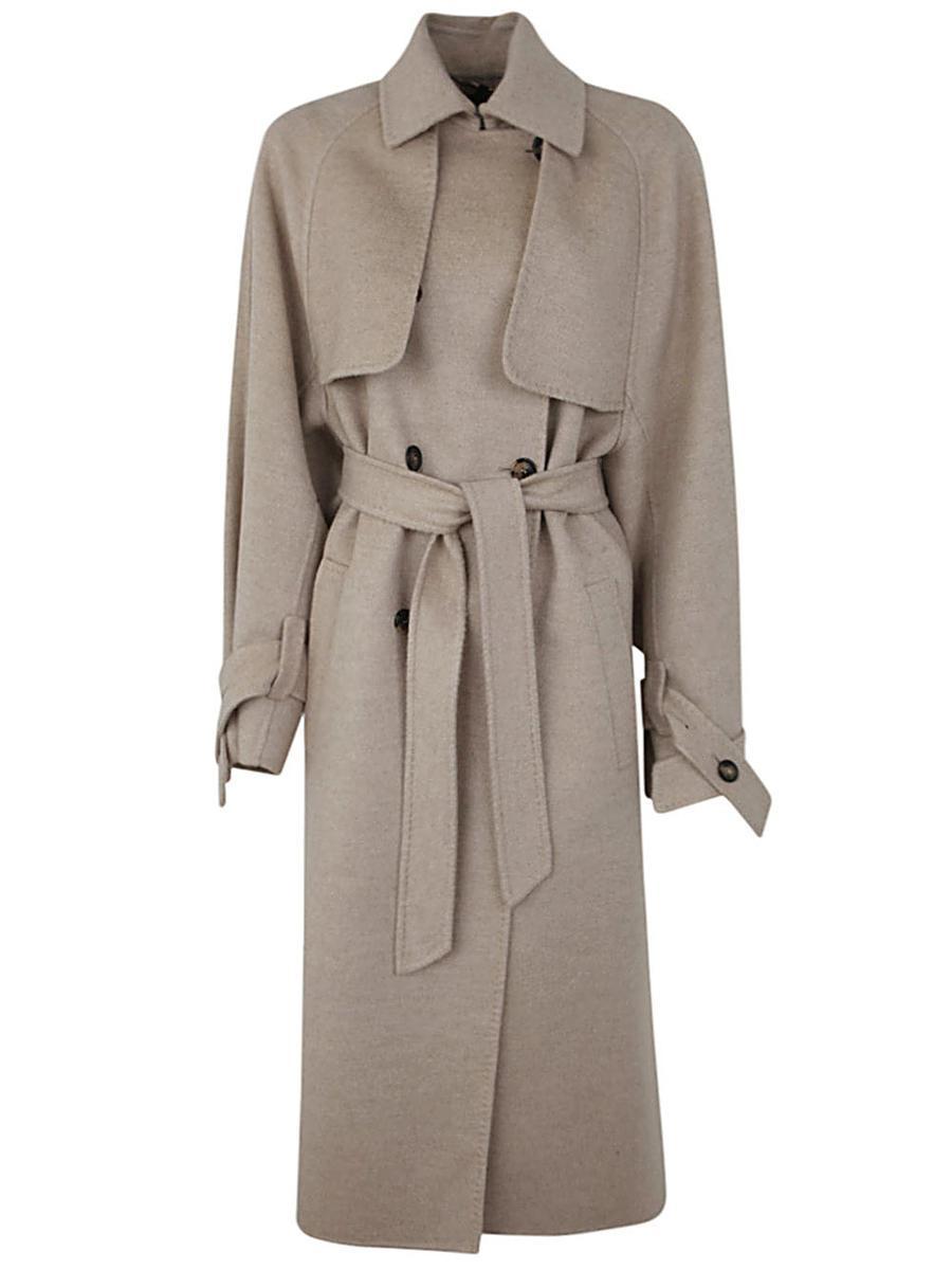 コート Max Mara FALCONE DOUBLE BREASTED TRENCH Max Mara Falcone Double Breasted Trench in Natural | Lyst