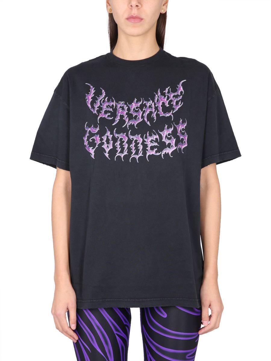 Tシャツ・カットソー VERSACE VERSACE GODDESS OVERSIZED T-SHIRT Versace Goddess Oversized T-Shirt in Blue | Lyst