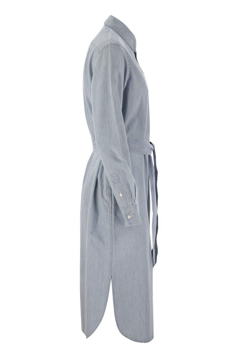 Polo Ralph Lauren Cotton Chemisier With Belt in Gray | Lyst