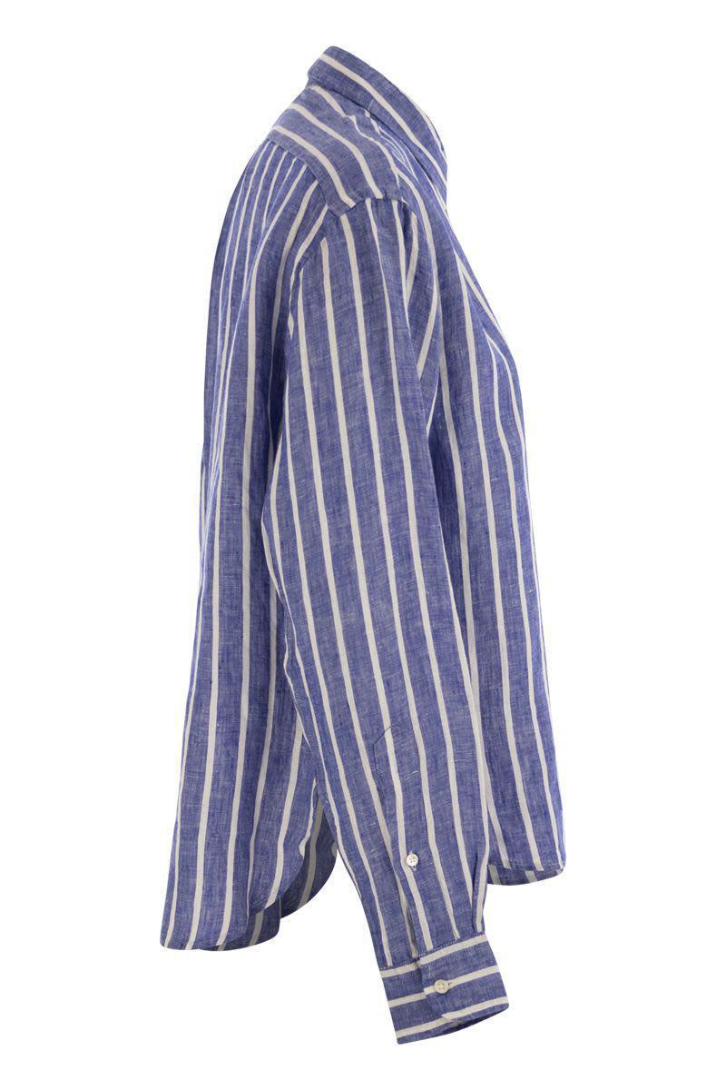 Polo Ralph Lauren Wide And Short Vichy Linen Shirt in Blue