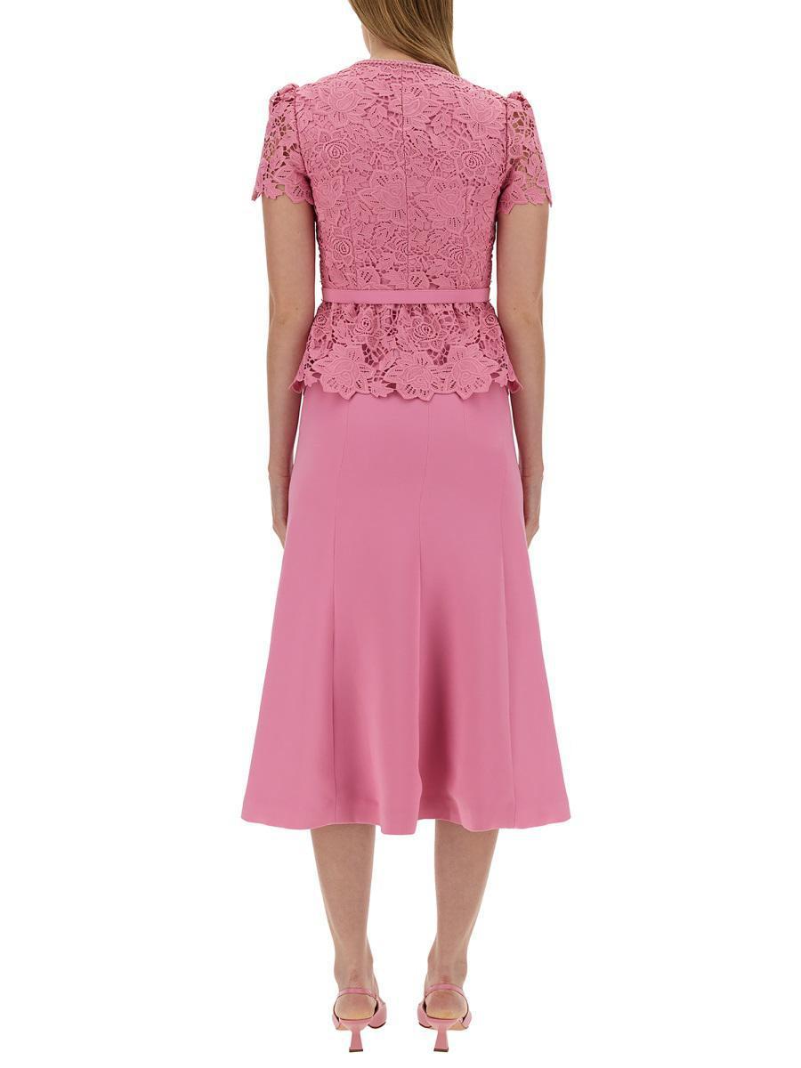 self-portrait☆Pink Tailored Lace Midi ワンピース【UK発】 Pink Tailored Lace Midi Dress – self-portrait