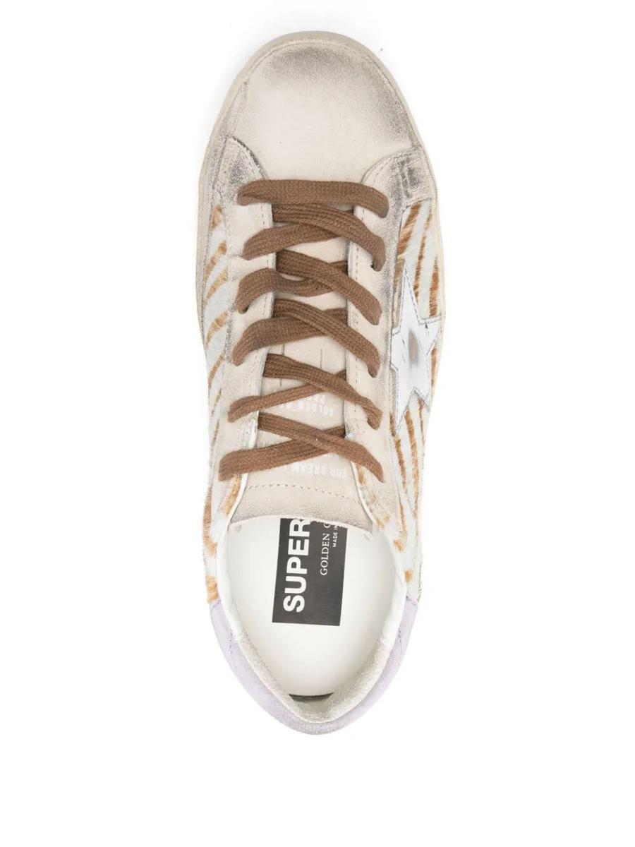 スニーカー Golden  Super-Star Leather Upper Suede Toe Zebra Horsy Golden Goose 