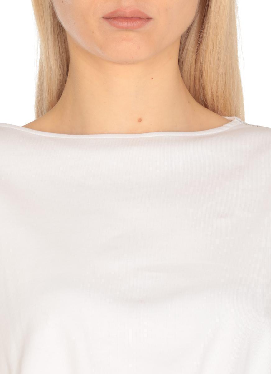 Tシャツ・カットソー Fabiana Filippi White T-Shirt With Tulle Details Fabiana Filippi White Cotton T-Shirt | ShopSimon
