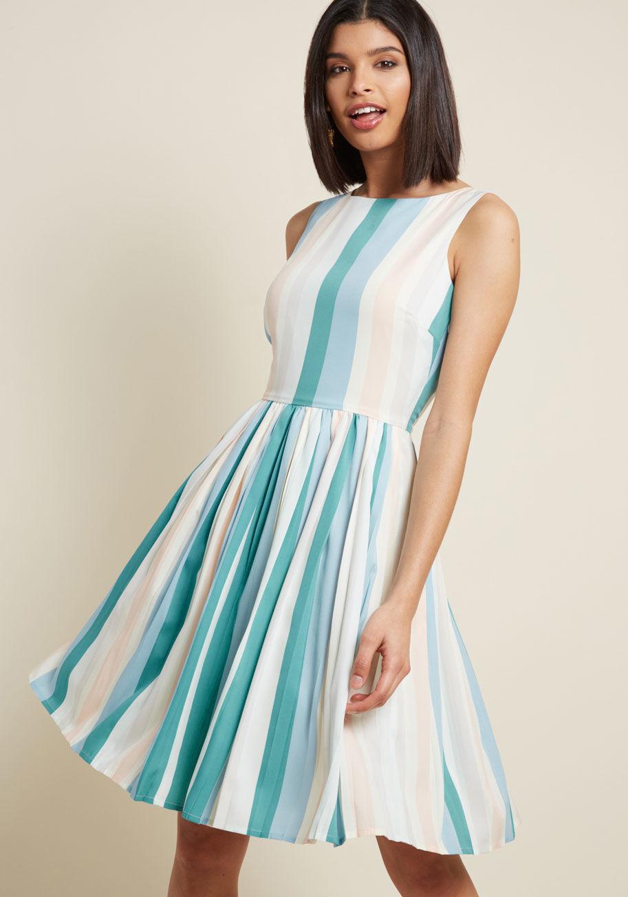 ModCloth Synthetic Colorful On Cue A-line Dress in Sky (Blue) - Lyst