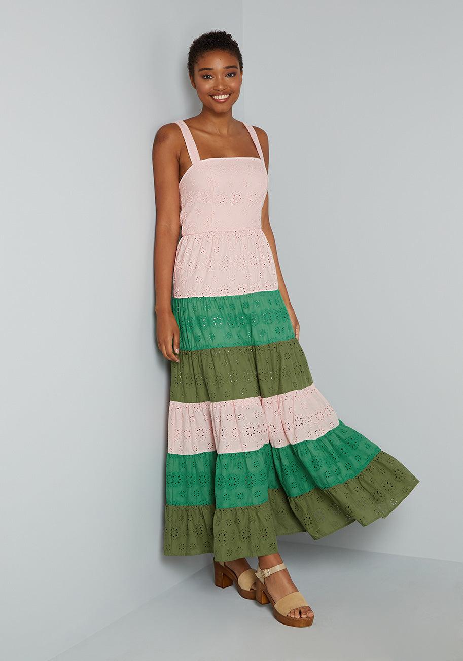 Hutch Cotton Blocked In Eyelet Tiered 