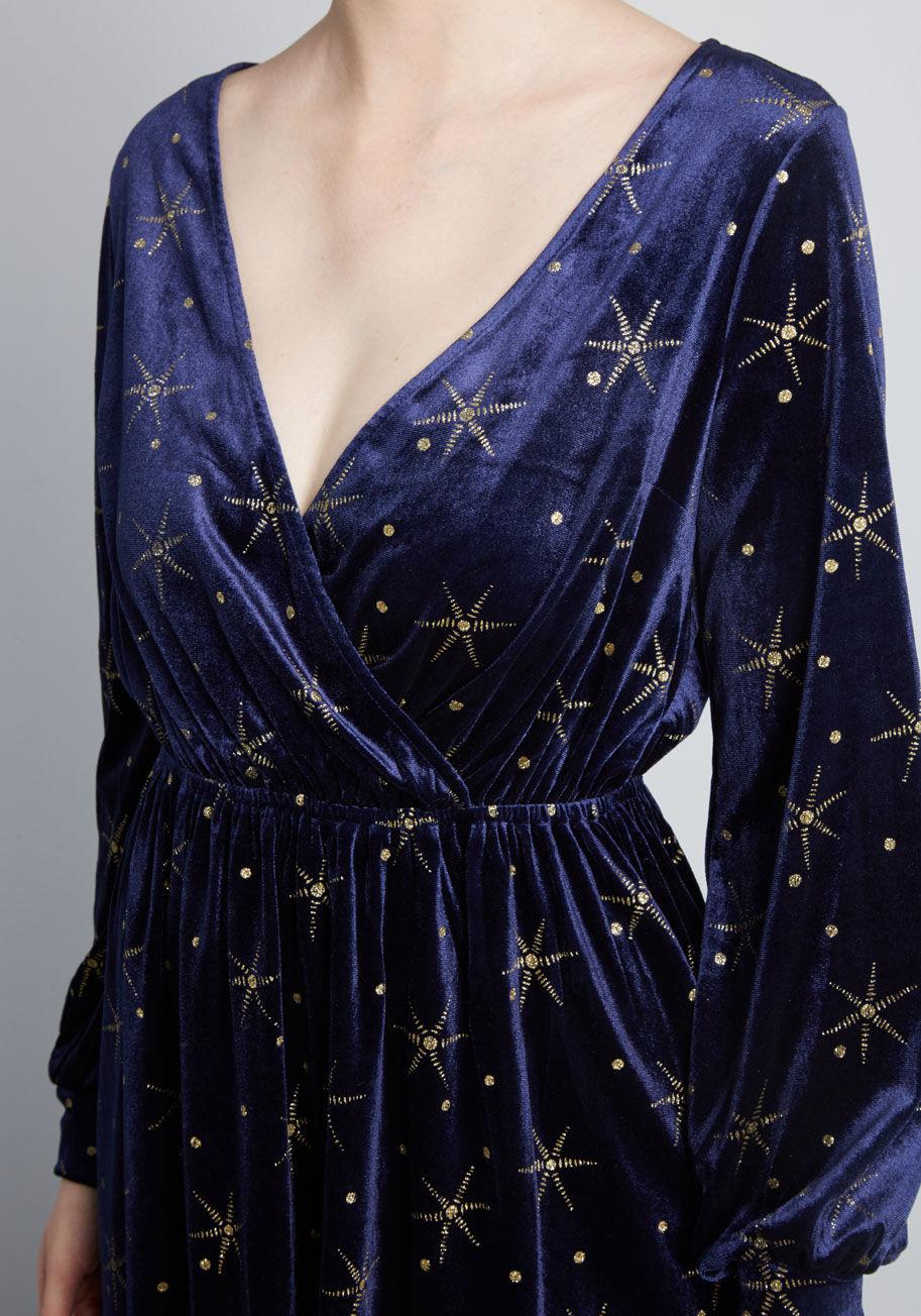 blue velvet star dress