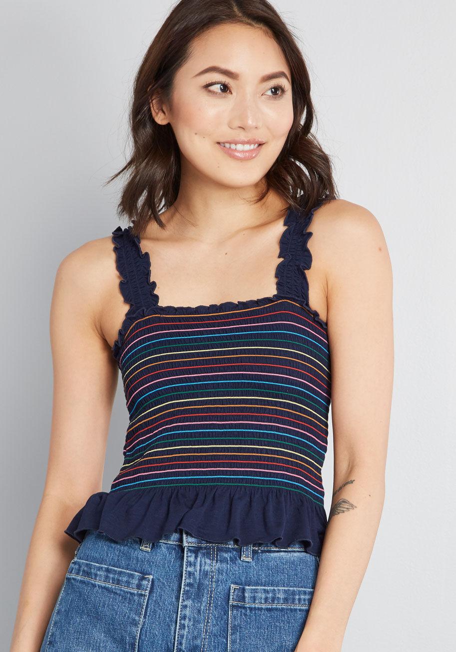 ModCloth Synthetic Bright Benefits Smocked Tank Top in Blue - Save 69% ...