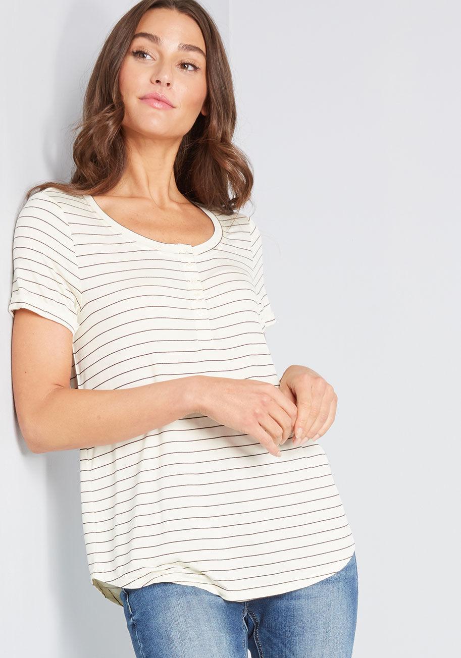 Guten Inc - Mischa Henley White Two Tone Ls - Putih Xl