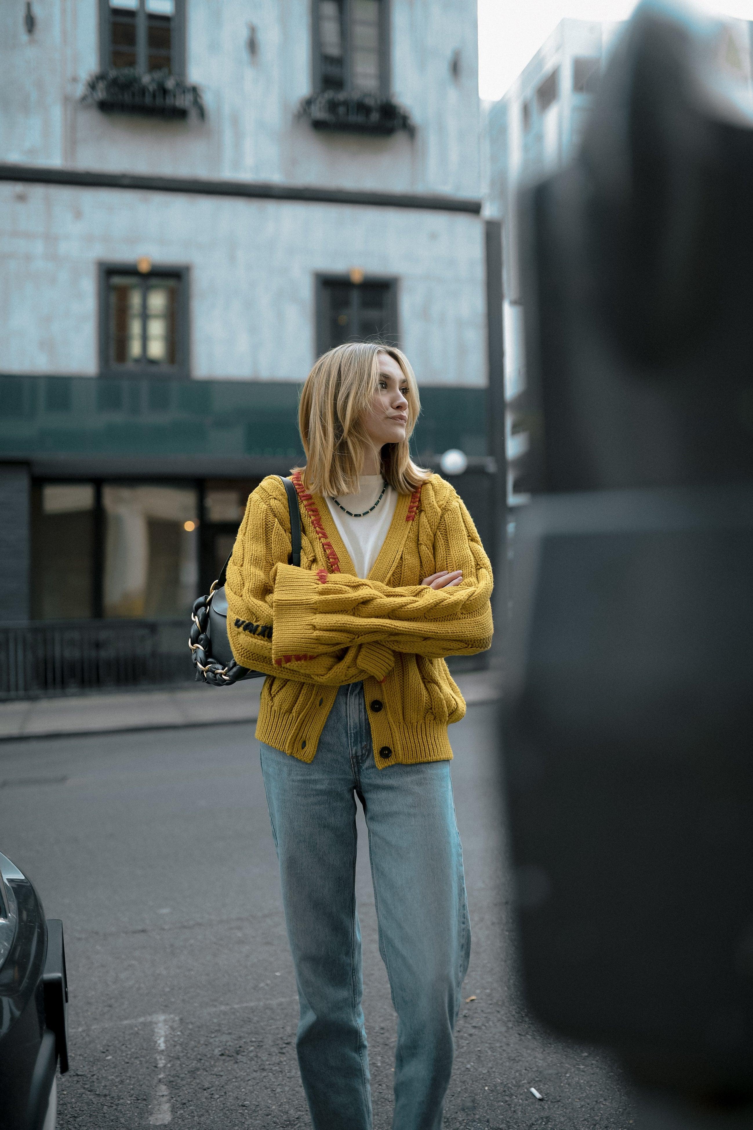 Marni Stitched Cardigan in Yellow | Lyst