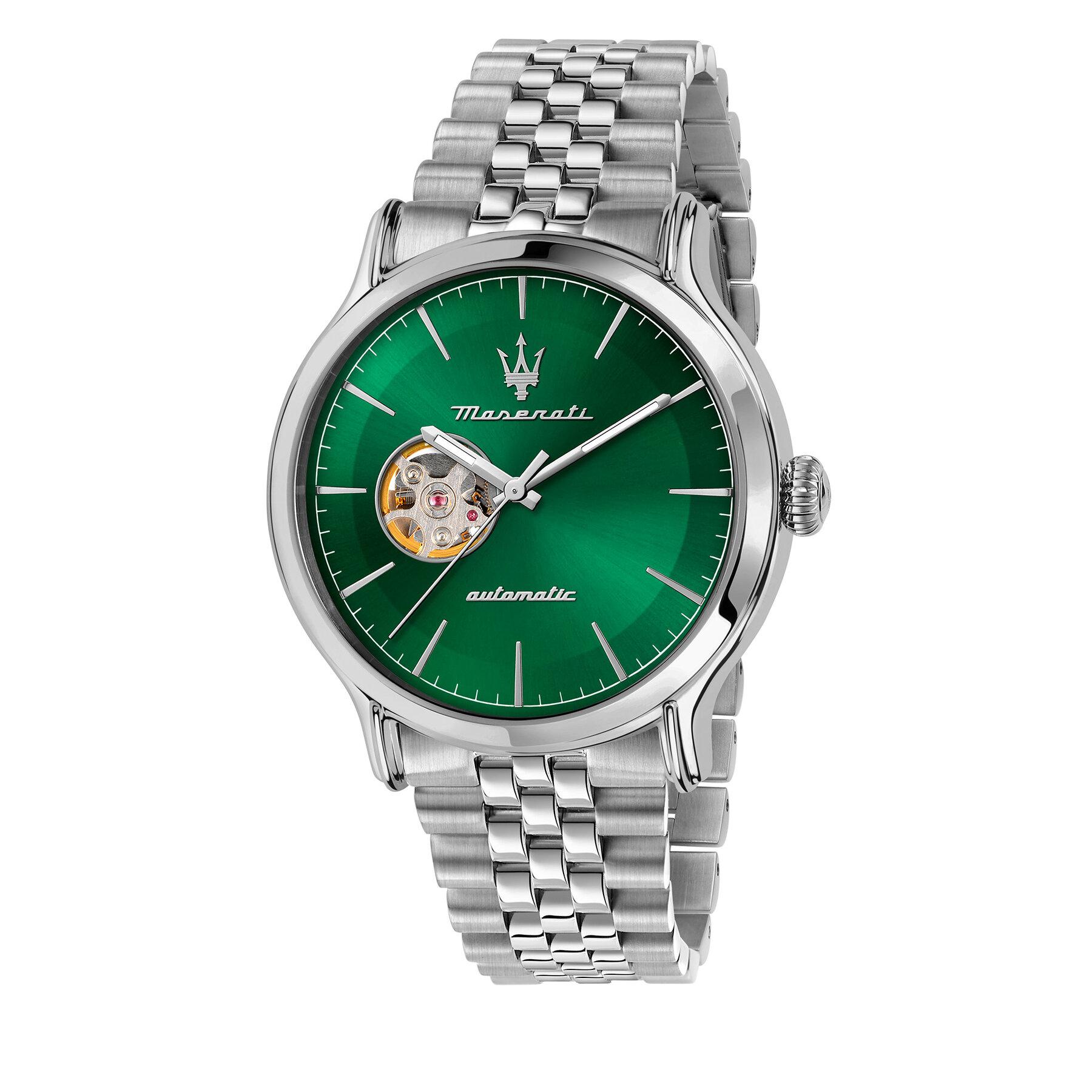 maserati-Silberfarben-Uhr- 