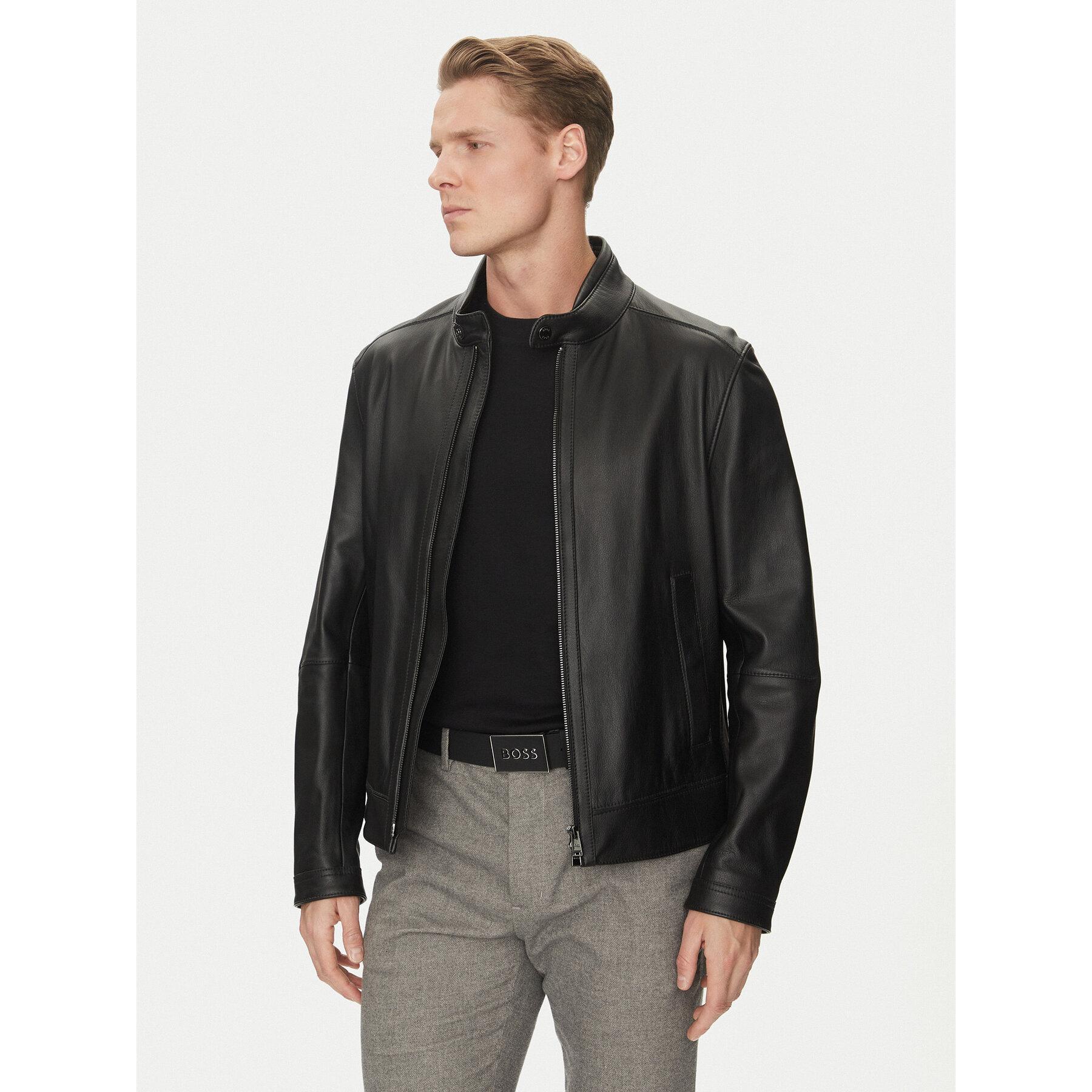 BOSS Lederjacke H-Mansell3 50532475 Regular Fit in Schwarz für